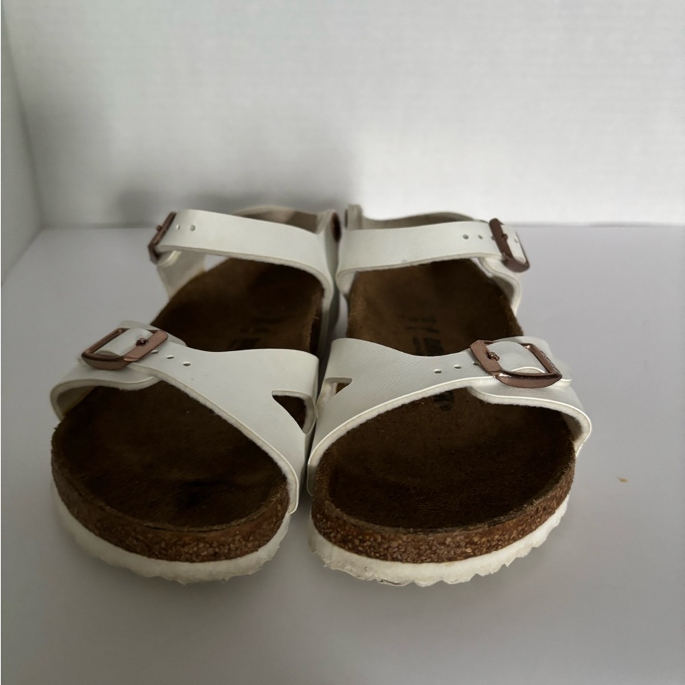 Girls Birkenstocks White Sandals with Buckle Detail Size 30